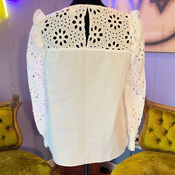 Lilly Pulitzer White Eyelet Embroidery Ruffle Trim Top - Picture 3 of 12